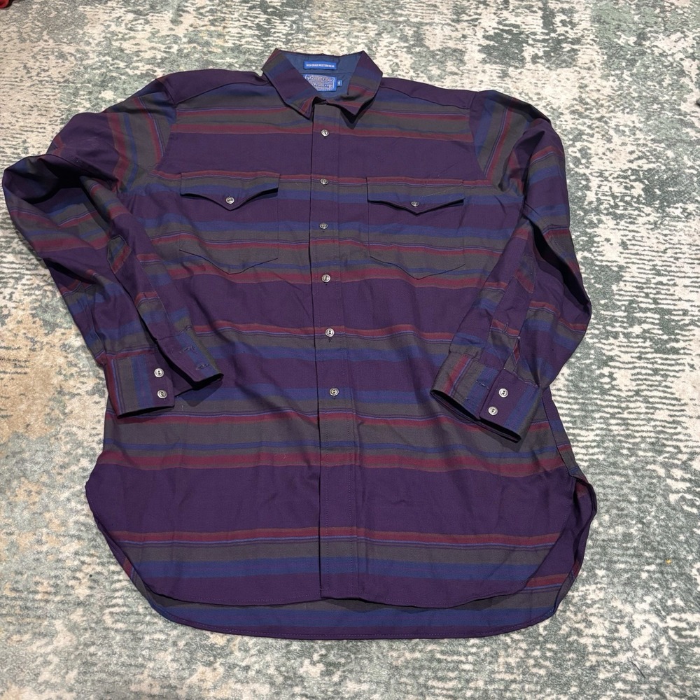 Vintage Sir Pendleton Wool Shirt Mens L Long Large High Grade Western Stripe USA